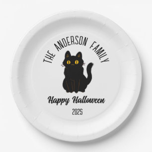 Assiettes En Carton Halloween Scary Black Cat Nom personnalisé