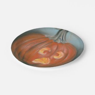 Assiettes En Carton Halloween Screaming Jack O Lantern Pumpkin Pastel