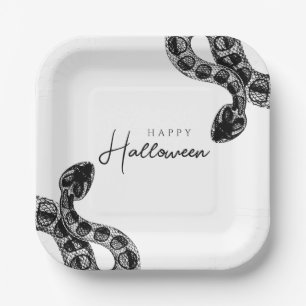 Assiettes En Carton Halloween Serpent Noir Élégant