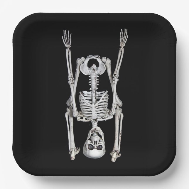 Assiettes En Carton Halloween Skeleton Headstand (Recto)