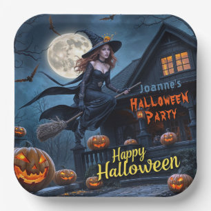 Assiettes En Carton Halloween sorcière Haunch Maison Citrouilles Fullm