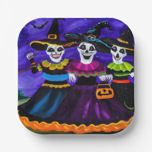 Assiettes En Carton Halloween - Sorcières 2