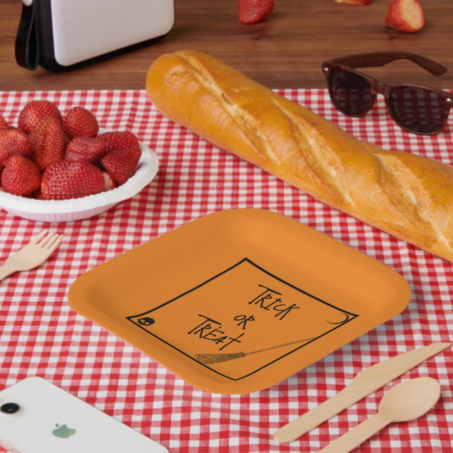 Assiettes En Carton Halloween Trick ou Treat (Pique-nique)