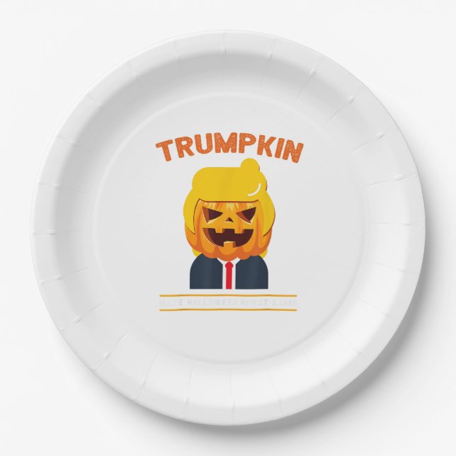 Assiettes En Carton Halloween Trumpkin drôle Citrouille Halloween (Devant)