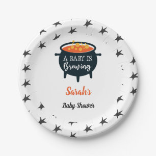 Assiettes En Carton Halloween Witch Baby shower, Nom personnalisé