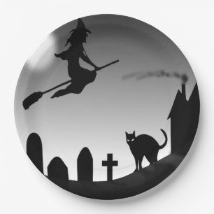 ASSIETTES EN CARTON HALLOWEEN WITCH SILHOUETTE