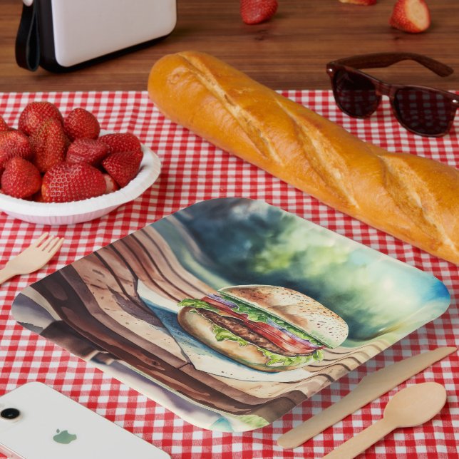 Assiettes En Carton Hamburger (Pique-nique)