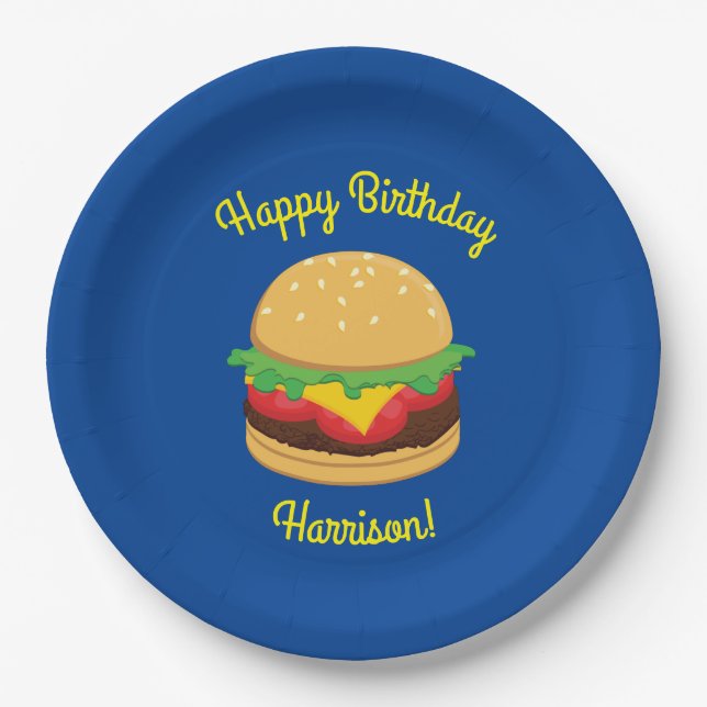 Assiettes En Carton Hamburger Anniversaire de fête Burger (Devant)