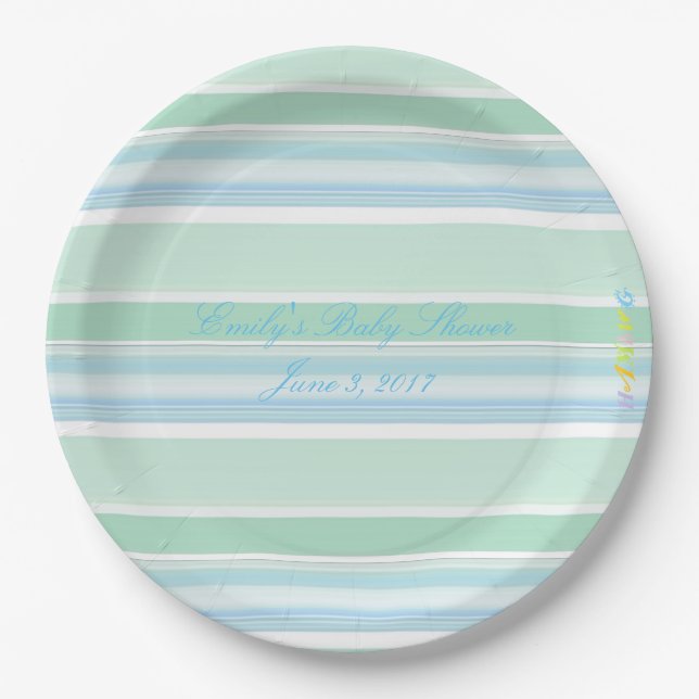 Assiettes En Carton HAMbWG - Papier - Monnaie et Bébé Bleu (Devant)