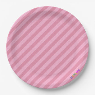 Assiettes En Carton HAMbWG - Produits en papier - Bande rose pâle avec