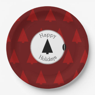 Assiettes En Carton HAMbWG Red Christmas Trees Dinner Plate