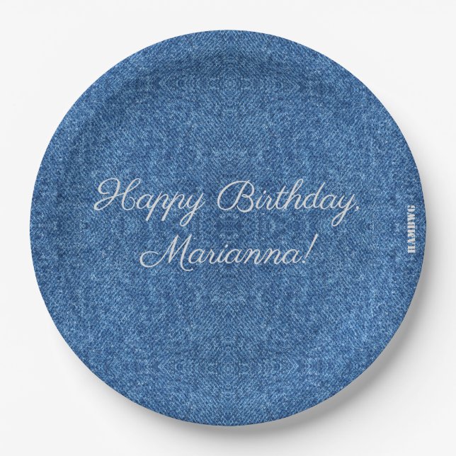Assiettes En Carton HAMbyWG - Plaques papier 9" - Image Denim (Devant)