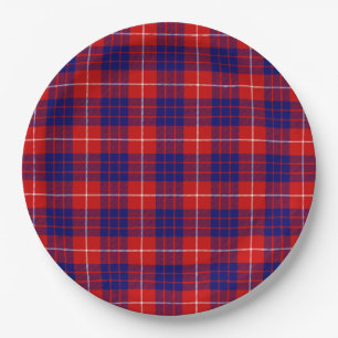 Assiettes En Carton Hamilton tartan rouge bleu violet plaid