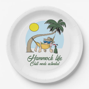 Assiettes En Carton Hammock Life Chill Mode Activé Drôle Cartoon