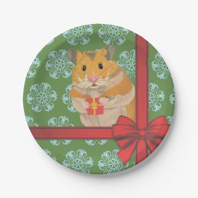Assiettes En Carton Hammy Christmas Hamster Noël (Devant)