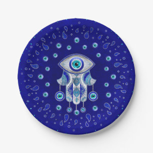 Assiettes En Carton Hamsa Hand-Evil Eye Amulet