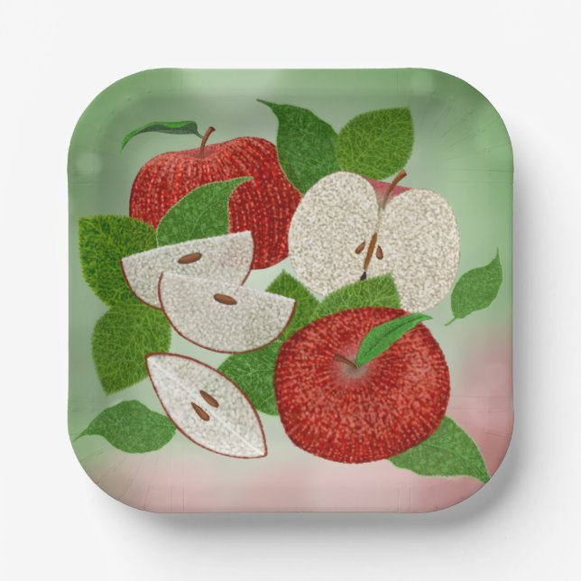 Assiettes En Carton Hand-Drawn Apple Plates – Rustic Modern (Recto)