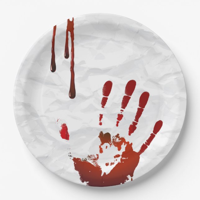 Assiettes En Carton Handprint sanglant (Devant)