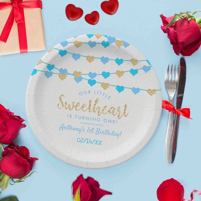 Assiettes En Carton Hanging Love Hearts Petit Amoureux Anniversaire (Créateur téléchargé)