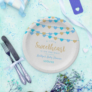 Assiettes En Carton Hanging Love Hearts Petit Baby shower amoureux