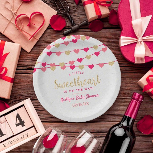 Assiettes En Carton Hanging Love Hearts Petit Baby shower amoureux (Créateur téléchargé)
