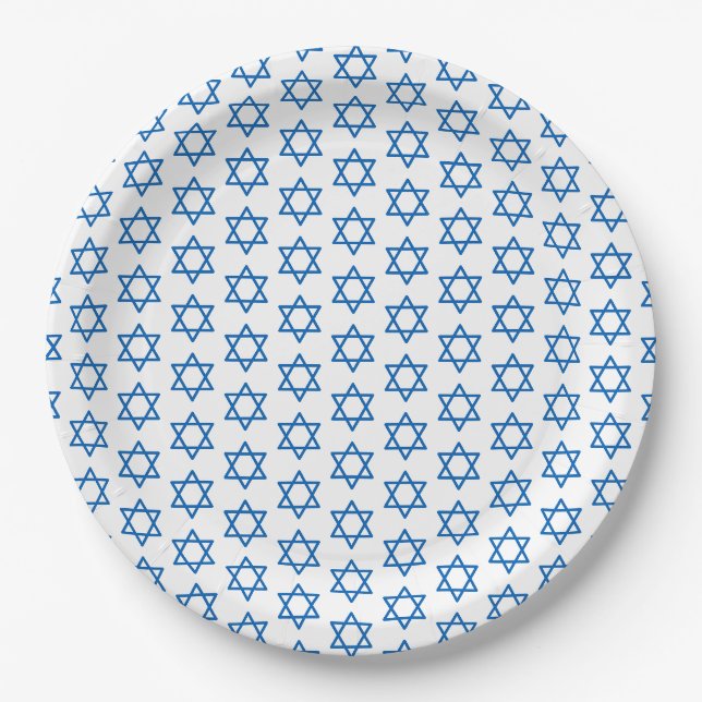 Assiettes En Carton Hanoukka Blue Star Motif Foi de vacances (Devant)