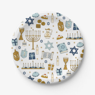 Assiettes En Carton Hanoukka Doodles mignonne plaque de papier illustr