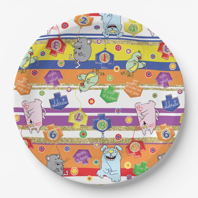 Assiettes En Carton Hanoukka Mouse N amis (Devant)