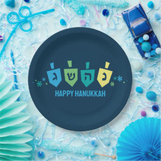 Assiettes En Carton Hanukkah Dreidel Party Plates