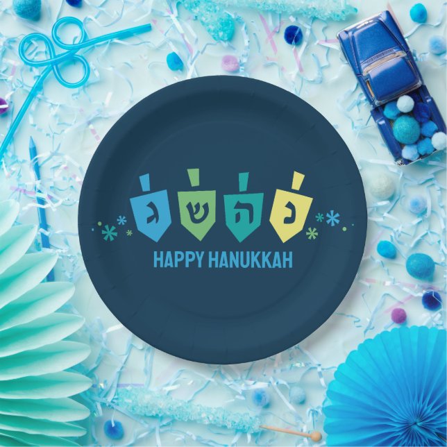 Assiettes En Carton Hanukkah Dreidel Party Plates (Fête)