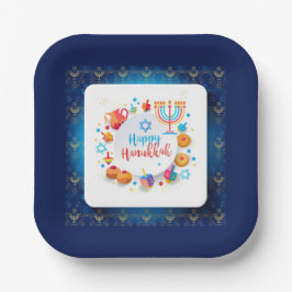 Assiettes En Carton Hanukkiah Happy Hanukkah Jewish Holiday Menorah
