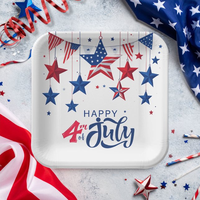 Assiettes En Carton Happy 4 juillet Hanging Stars ID1103 (Créateur téléchargé)