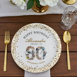 Assiettes En Carton  Happy Birthday Cheers To 80 Years Photo Collage