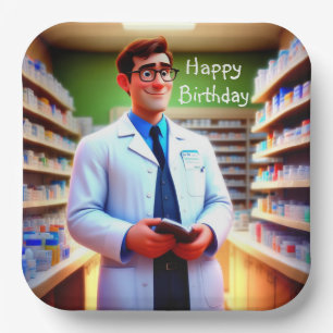 Assiettes En Carton Happy Birthday Pharmacist