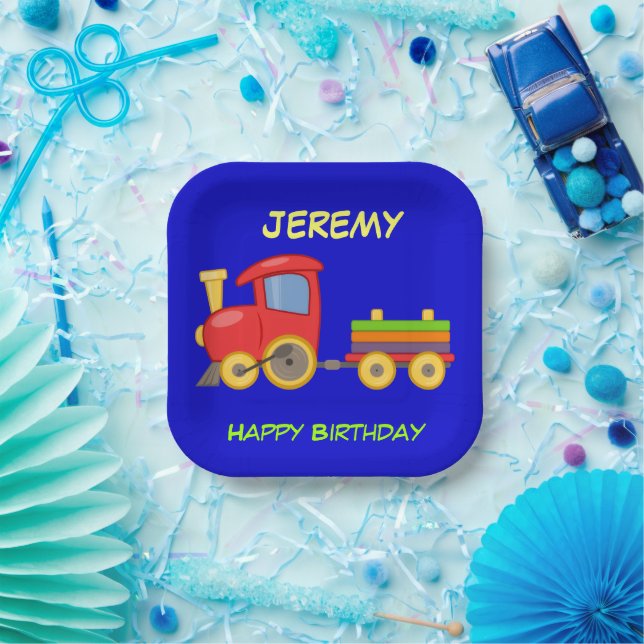 Assiettes En Carton Happy Birthday, Toy Train, template (Fête)