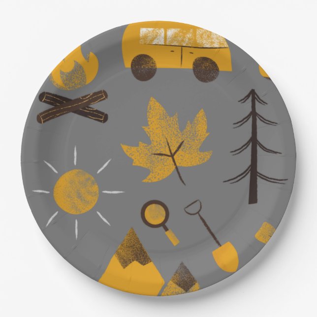 Assiettes En Carton Happy Camper Party Plaques papier (Devant)