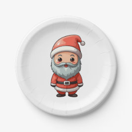 Assiettes En Carton Happy Chibi Santa Claus Conception de caractères
