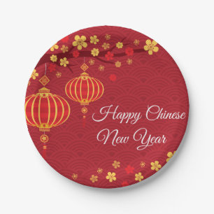 Assiettes En Carton Happy Chinese New Year
