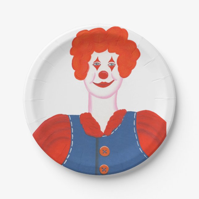 Assiettes En Carton Happy Clown Red Hair Plaques d'anniversaire (Devant)