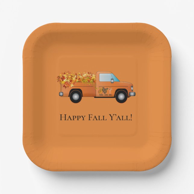 Assiettes En Carton Happy Fall Y'all Plaque papier (Recto)