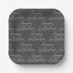Assiettes En Carton Happy Halloween Bone & Charcoal Party Plaque