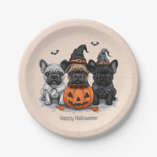 Assiettes En Carton Happy Halloween Bulldogs français