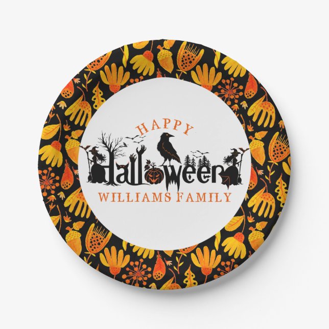 Assiettes En Carton Happy Halloween Concept Typographie (Devant)
