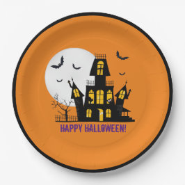 Assiettes En Carton Happy Halloween Éffrayant Déplaisant Haunted House
