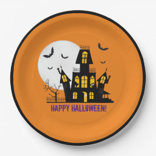 Assiettes En Carton Happy Halloween Éffrayant Déplaisant Haunted House