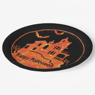 Assiettes En Carton Happy Halloween Haunted House