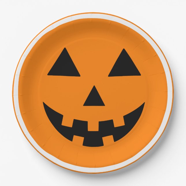 Assiettes En Carton Happy Halloween Jack'o Lantern Pumpkin Face (Devant)
