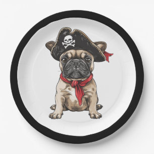 Assiettes En Carton Happy Halloween Pirate French Bulldog