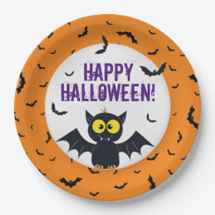 Assiettes En Carton Happy Halloween Vampire Plaque en papier chaume