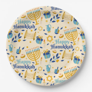 Assiettes En Carton Happy Hanoukka Plaque en papier